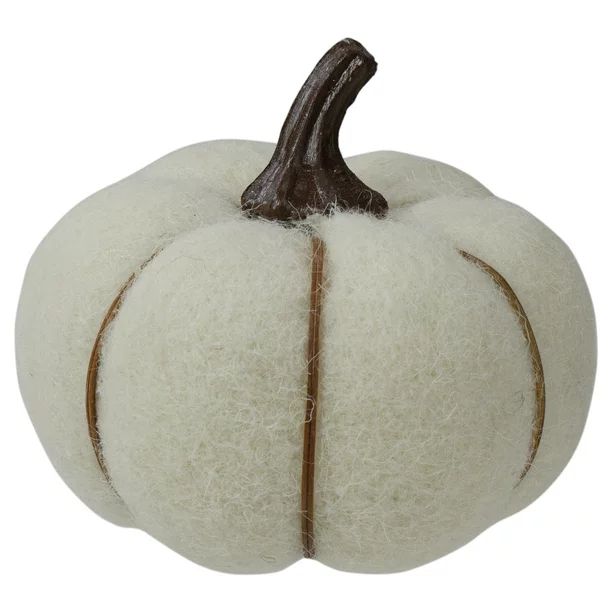 5" Cream and Brown Fall Harvest Tabletop Pumpkin | Walmart (US)