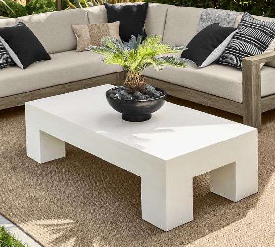 Pomona Concrete Chunky Leg Rectangular Outdoor Coffee Table (50") | Pottery Barn (US)