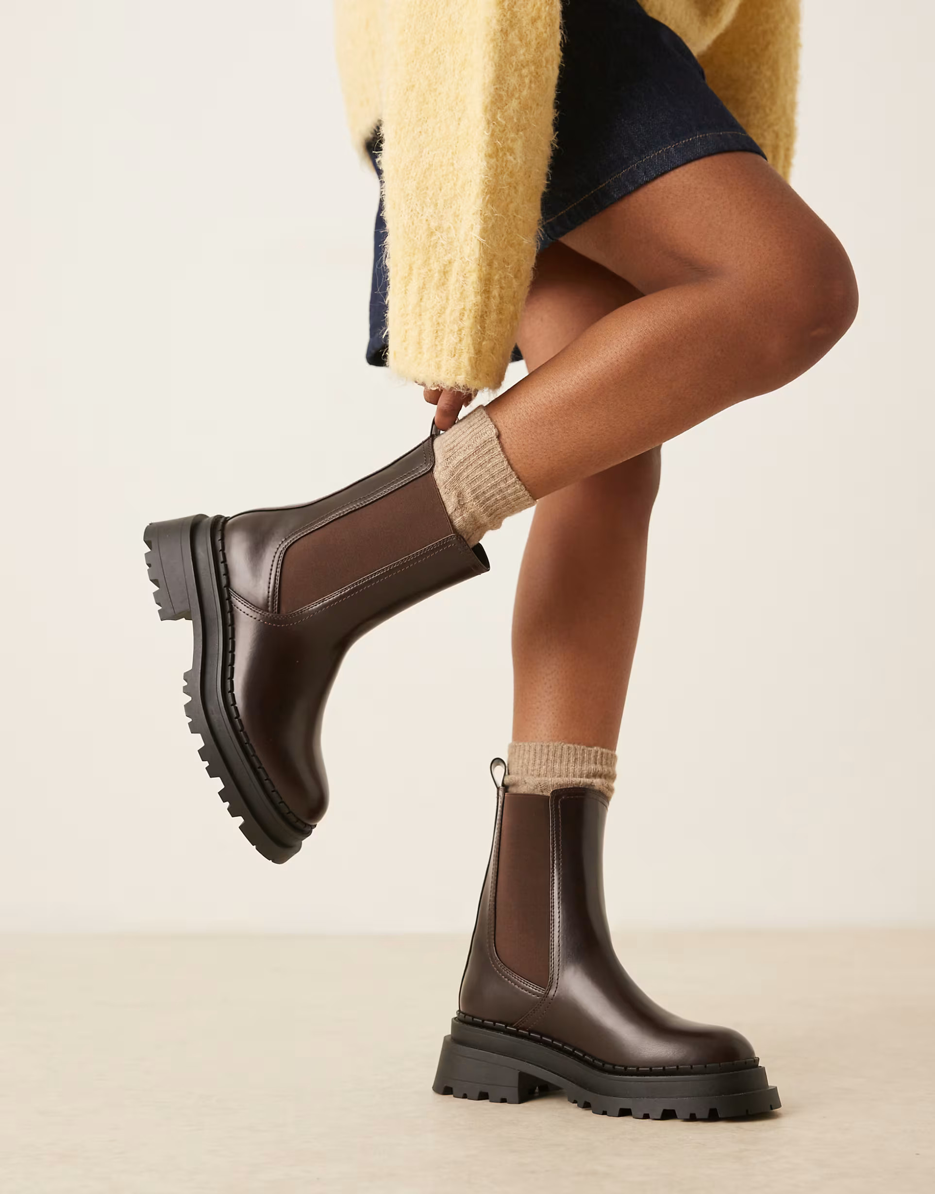 ASOS DESIGN Austin chunky chelsea boots in chocolate | ASOS (Global)