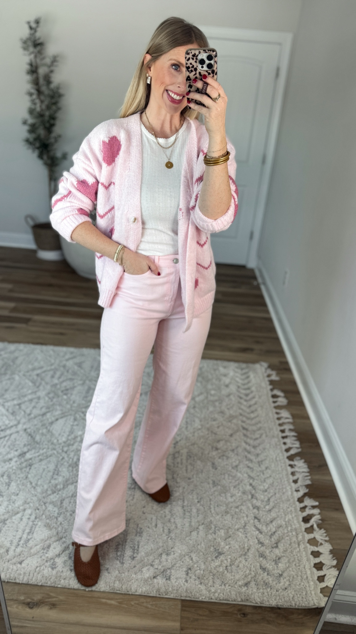 Daily try on, Walmart outfit, Walmart fashion, Walmart try on, heart cardigan, pink jeans 

#LTKValentine #LTKootd
