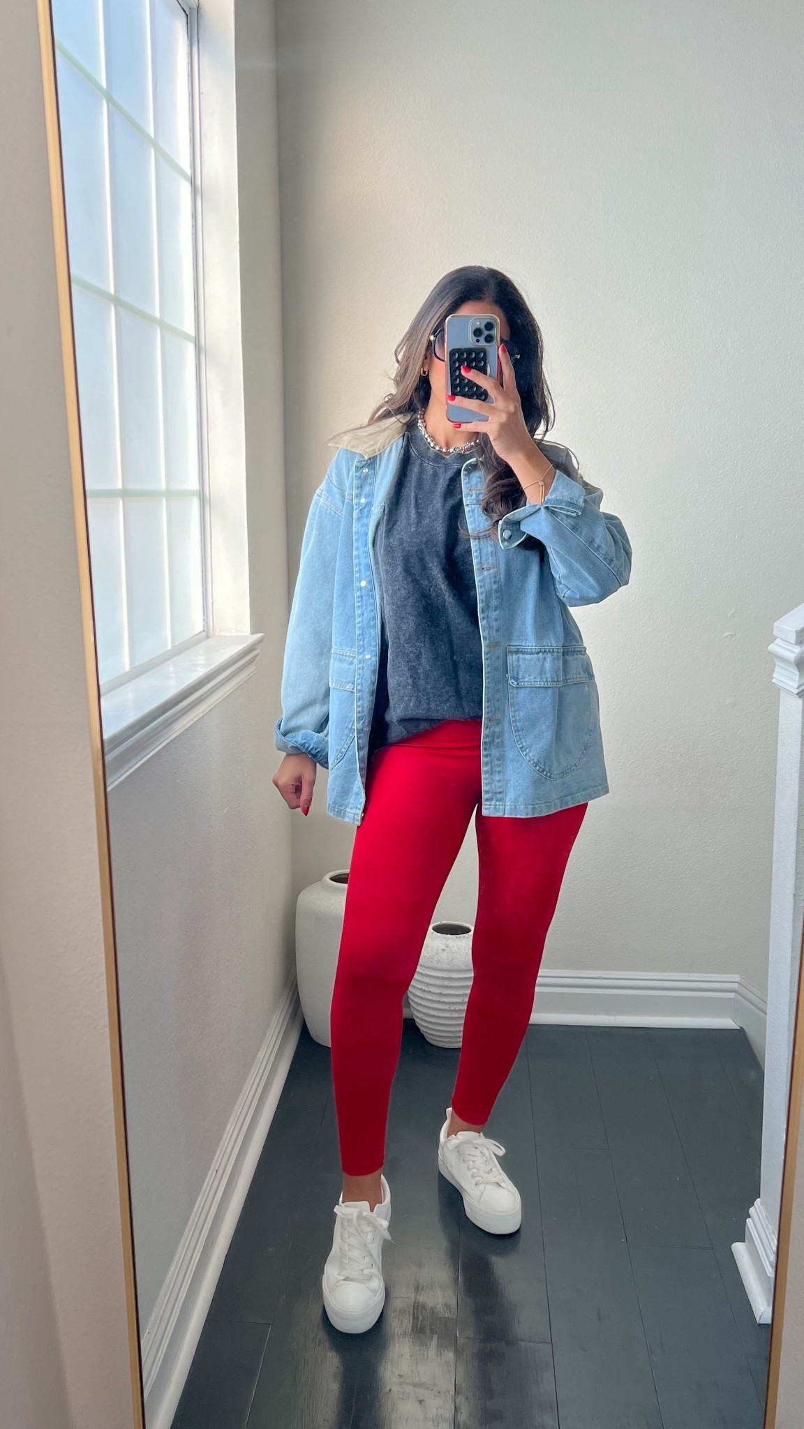 Todays casual look for my sons soccer practice. Wearing medium in the leggings and large on the tees and denim barn jacket 

#LTKFindsUnder50 #LTKActive #LTKootd