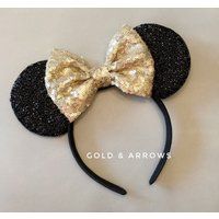 Gold Mickey Ears, Minnie Mouse Sparkly Ears Headband, Sparkle | Etsy (US)