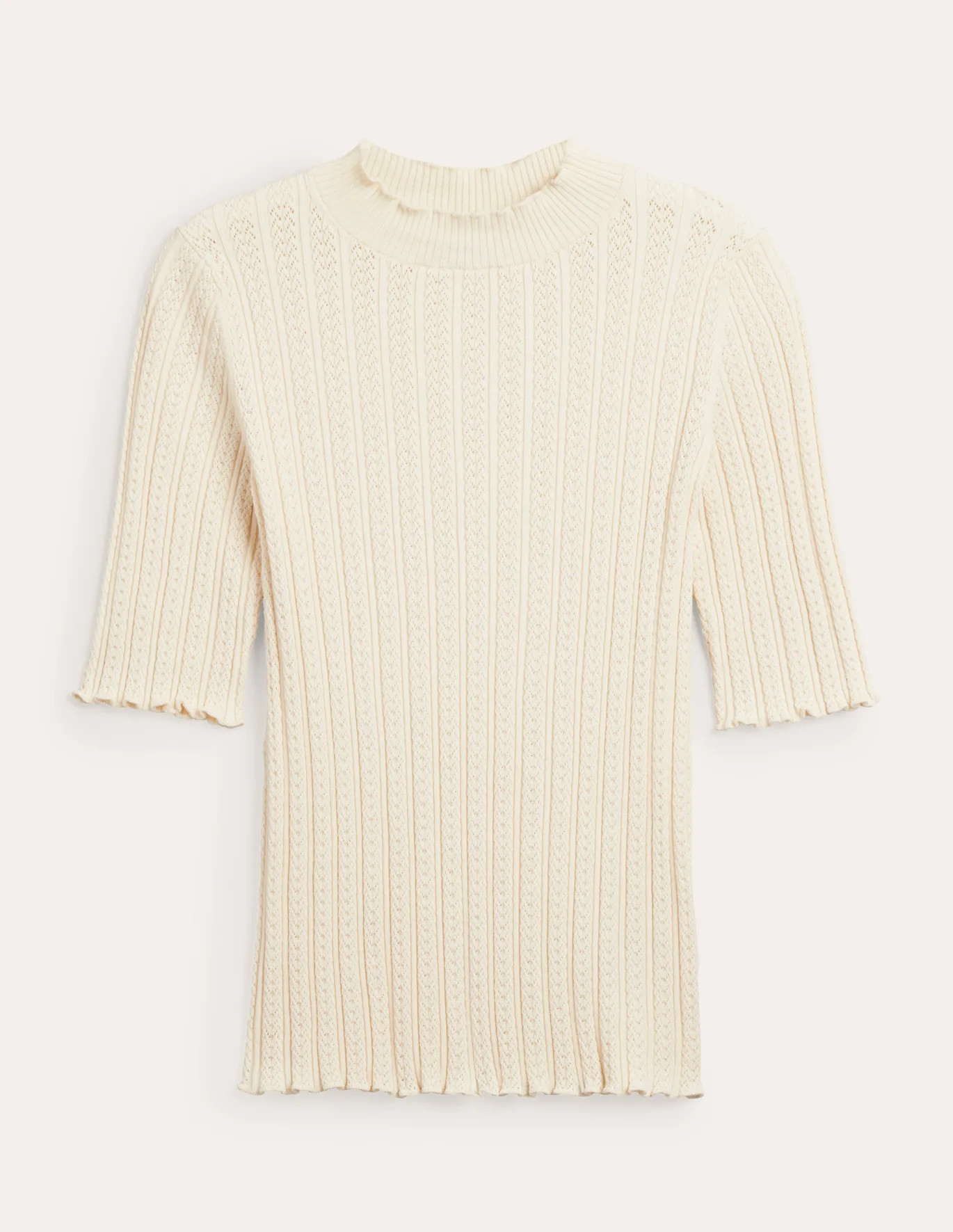 Ribbed Pointelle High Neck Top | Boden (UK & IE)
