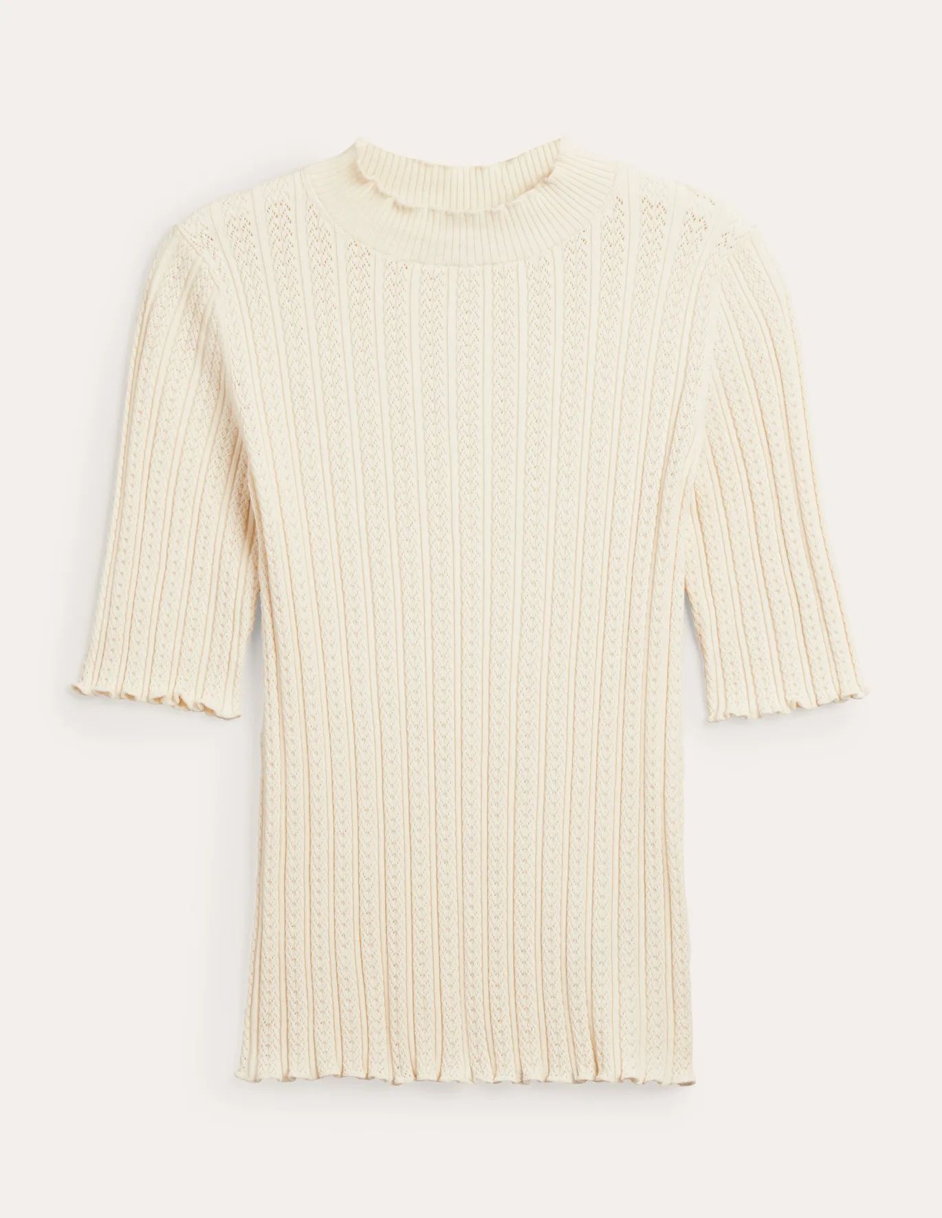 Ribbed Pointelle High Neck Top | Boden (UK & IE)