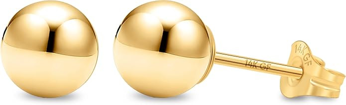 Kezef 14K Gold Filled Ball Stud Earrings for Women - Thick 14K Gold Layer, Hypoallergenic for Sen... | Amazon (US)