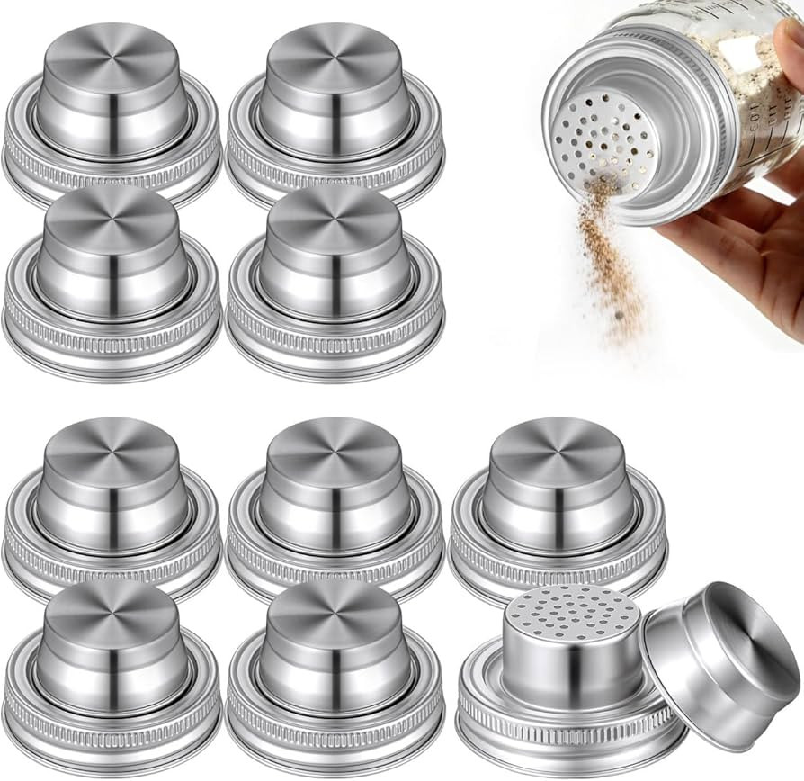 10pack Mason Jar Shaker Lids, Spice Dispenser Cocktail Shaker Tops for 70mm regular Mouth Jars, 3... | Amazon (US)
