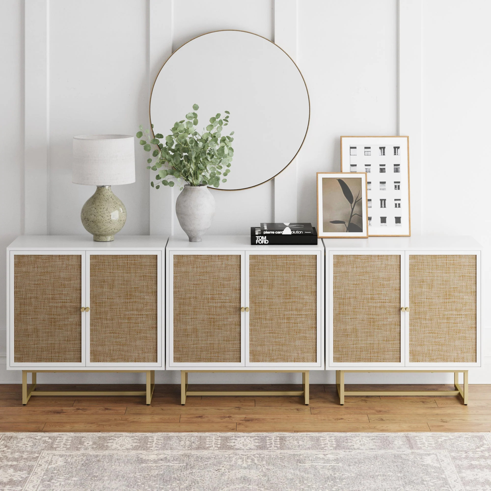 Wood & Rattan TV Cabinet White | Nathan James