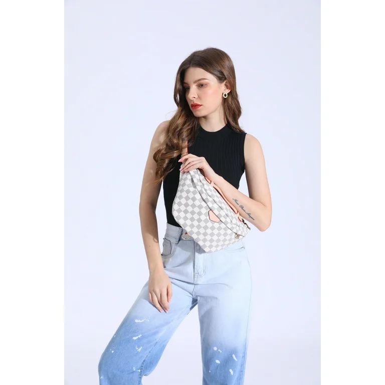 Sexy Dance Checkered Tote Waist Pocket Shoulder Bag with inner pouch - PU Vegan Leather | Walmart (US)