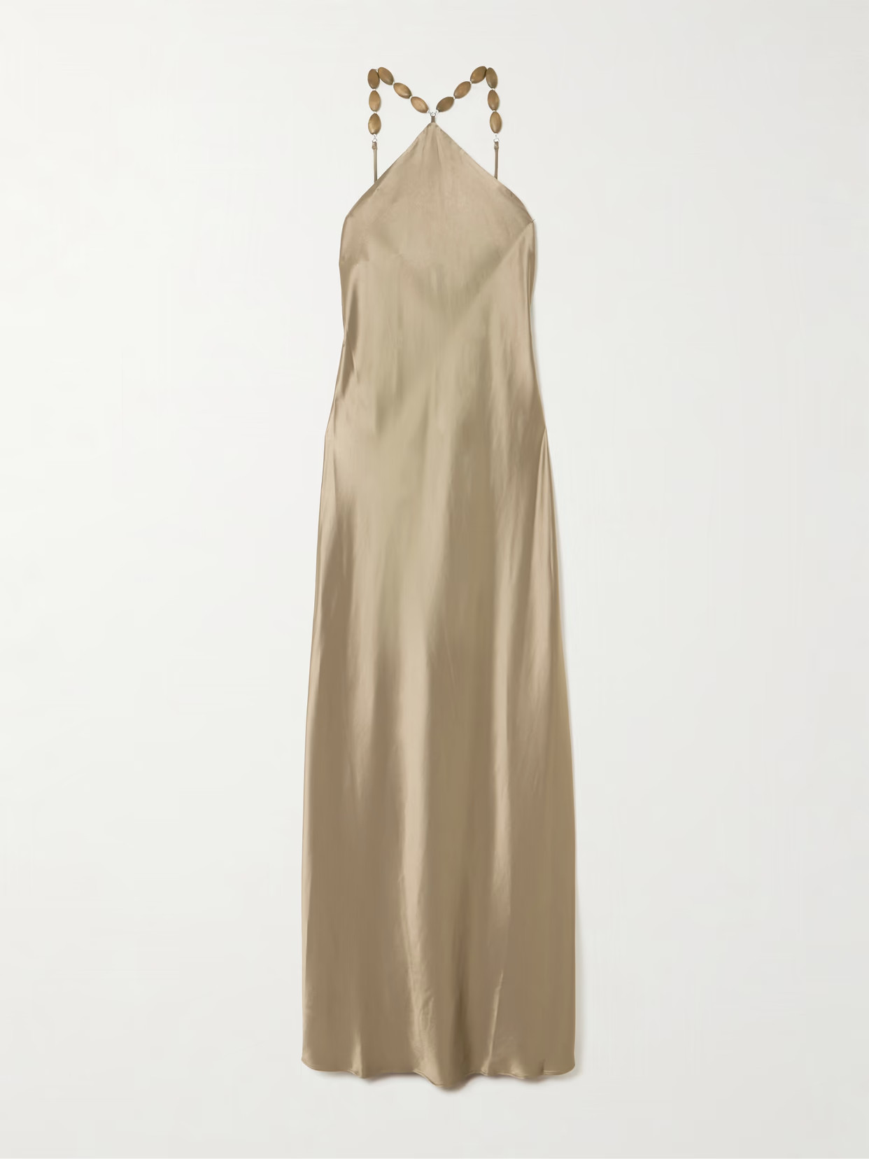 STAUD - Cadence Embellished Satin Maxi Dress - Gold | NET-A-PORTER (US)