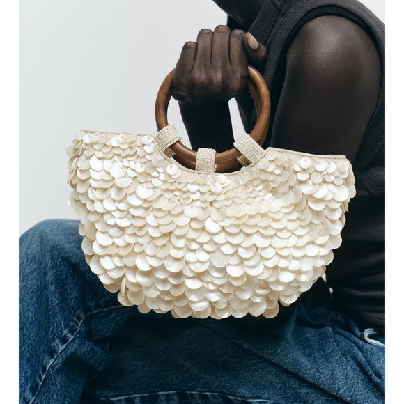 Zara faux mother of pearl applique bag | Poshmark