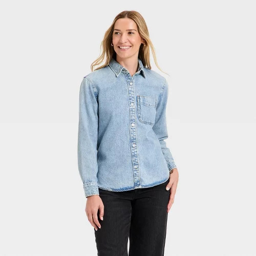 Women's Relaxed Denim Shirt - Universal Thread™ Light Wash | Target