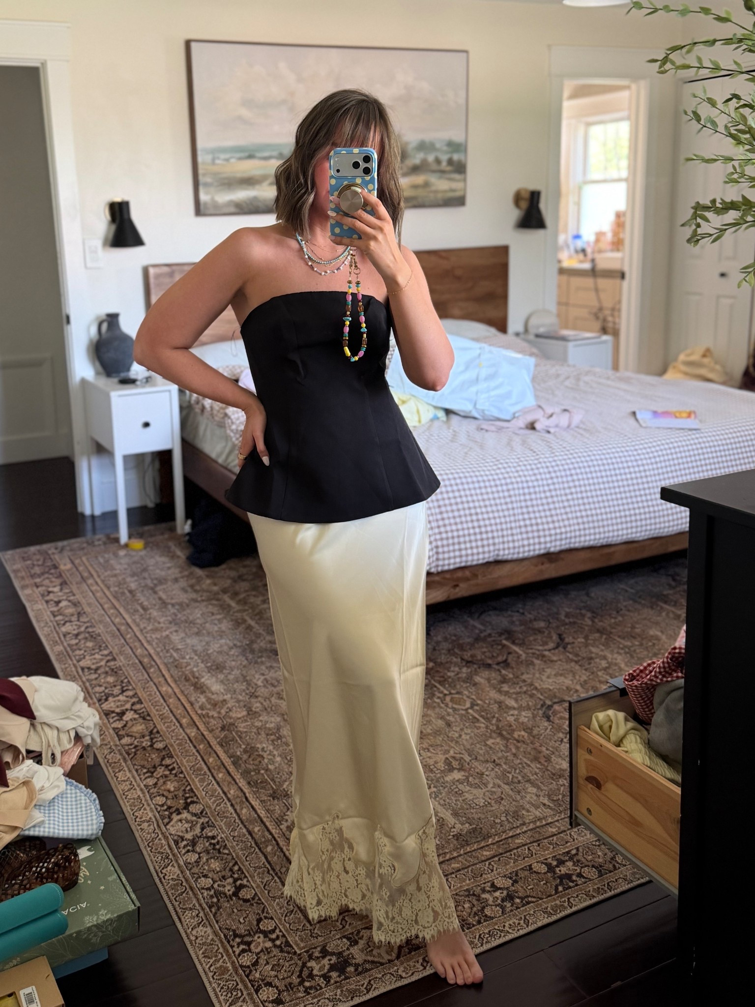 Cutest strapless black top. Zips up the back, so flattering the way it lays! In a size medium — def wearing for next date night! 🖤

Petal and pup, date night ootn 

#LTKootd