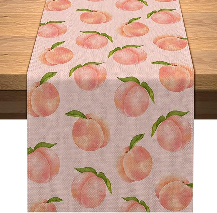 Vohado Linen Peach Fruit Table Runner Pink Summer One Sweet Peach Girl Birthday Party Decoration ... | Amazon (US)