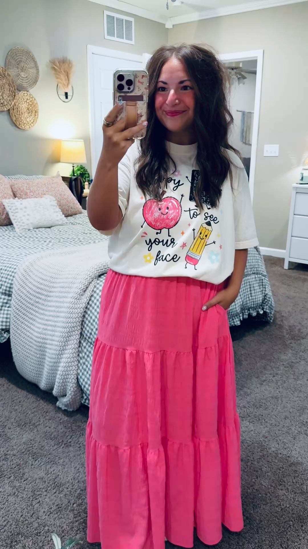 Absolutely obsessed with this “Happy to See Your Face” tee! 🍎✏️ The cheerful design is perfect for welcoming students and adds such a fun pop of personality to any classroom outfit!


sandals: sold out, but linking similar options below!
maxi skirt: fits true to size // wearing a large
tee: fits true to size // wearing a large (tee linked here: https://thepressedmamaco.com/product/happy-to-see-your-face/?v=92a31fc033f7) 

 #LTKootd #LTKMidsize #LTKWorkwear