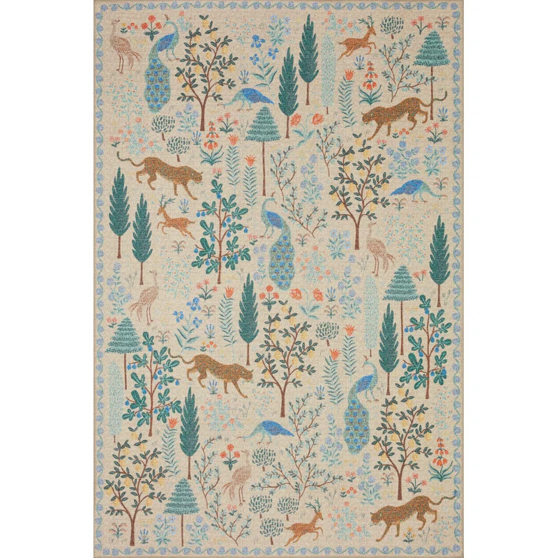 Rifle Paper Co. x Loloi Menagerie MEN-02 Forest Black Rug | Wayfair North America