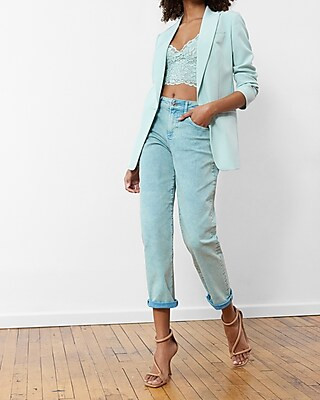 Mid Rise Mint Green Tinted Boyfriend Jeans | Express
