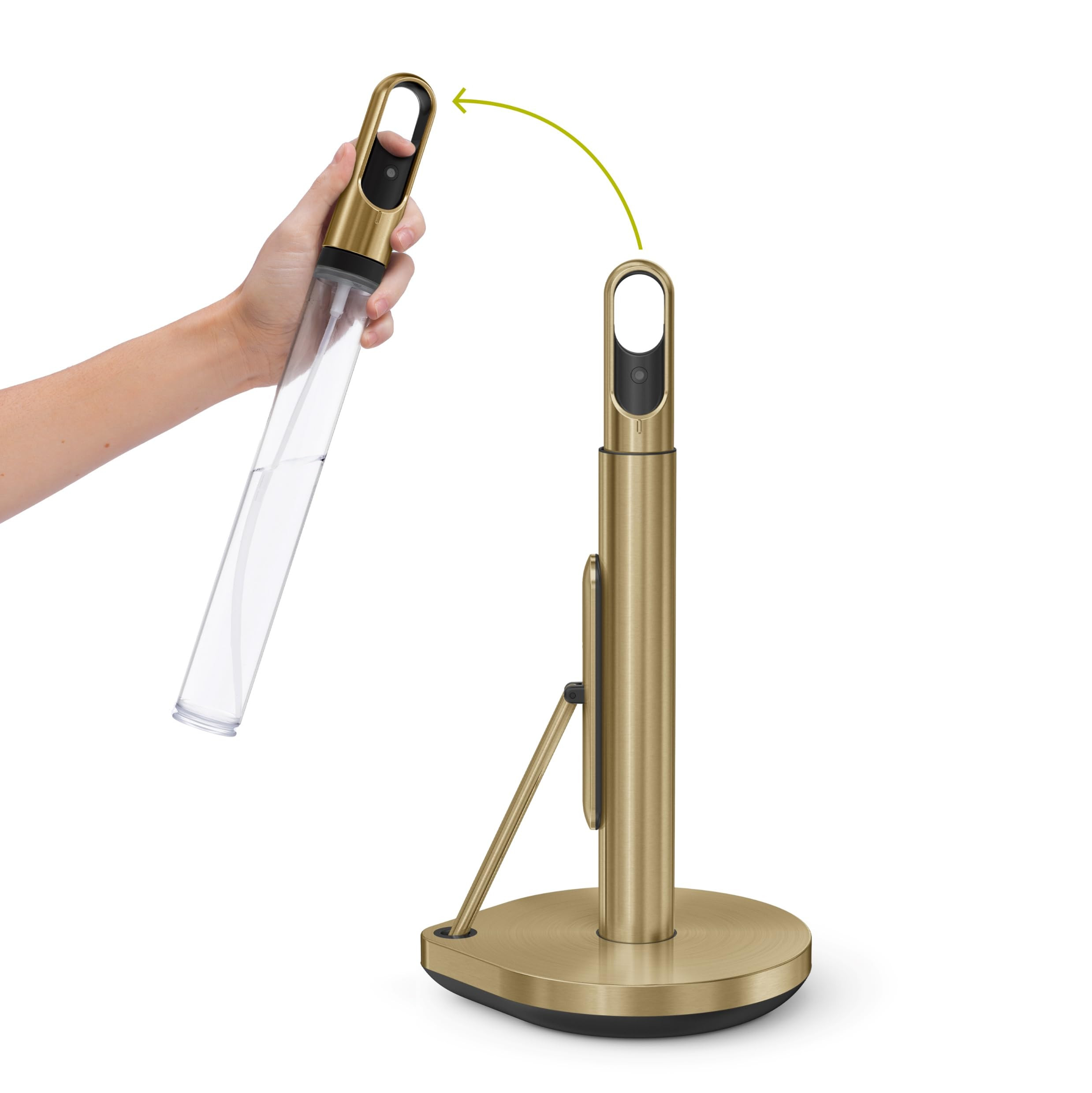 simplehuman Standing Paper Towel Holder with Spray Pump, Brass Stainless Steel, Gold | Amazon (US)