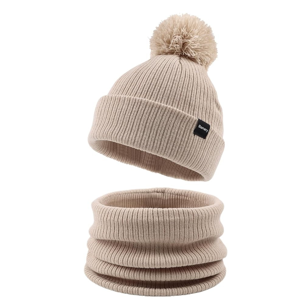 Bamery Classic Solid Kid Winter Hat Scarf Set Knitted Toddler Hat Neck Warmer Boy and Girl Pompom... | Amazon (CA)