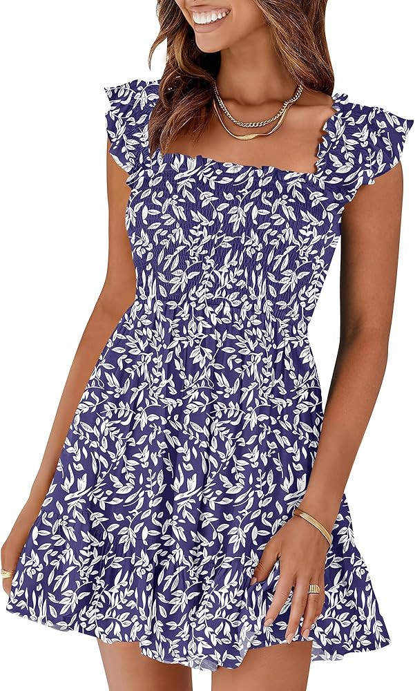 Prinbara Summer Dresses for Women 2026 Casual Smocked Boho Flowy Short Sundress Spring Cute Teen ... | Amazon (US)