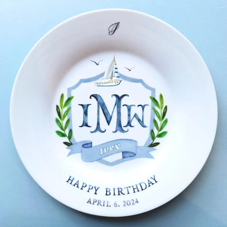 Birthday Plate for Boys Custom Ceramic Monogram Birthday Plate Personalized Birthday Plate for Fi... | Etsy (US)