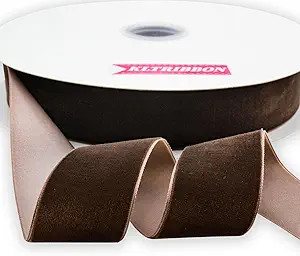 Nylon Velvet Ribbon Single Faced,1 1/2 Inch X 25Yards Spool (Brown) | Amazon (US)