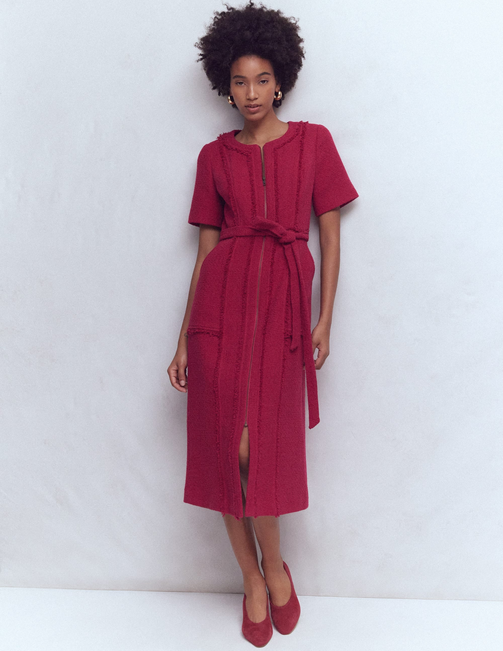 Ruth Zip Texture Dress-Pomegranate | Boden (US)