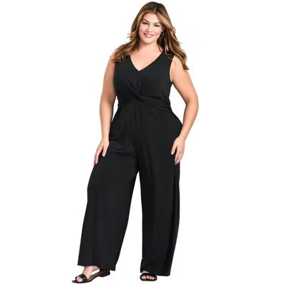 Avenue Audrey Twist Front Jumpsuit - 30/32, Black | Target