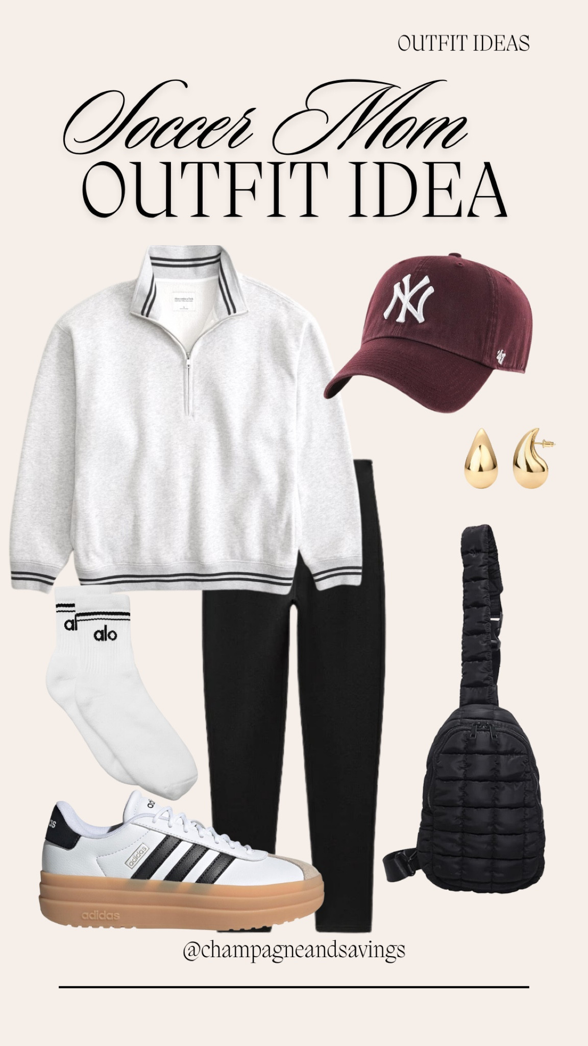 Soccer mom outfit idea featuring a quarter zip sweatshirt and leggings! A cute athleisure look for sports moms! 

#LTKActive #LTKFindsUnder50 #LTKStyleTip