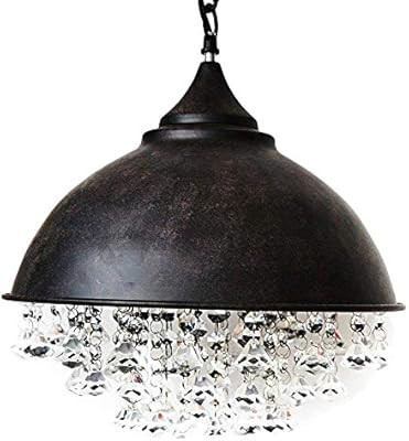 Vintage Industrial Crystal Pendant Light - MKLOT Retro Edison Style Ceiling Light 14“ Wide Rust... | Amazon (US)