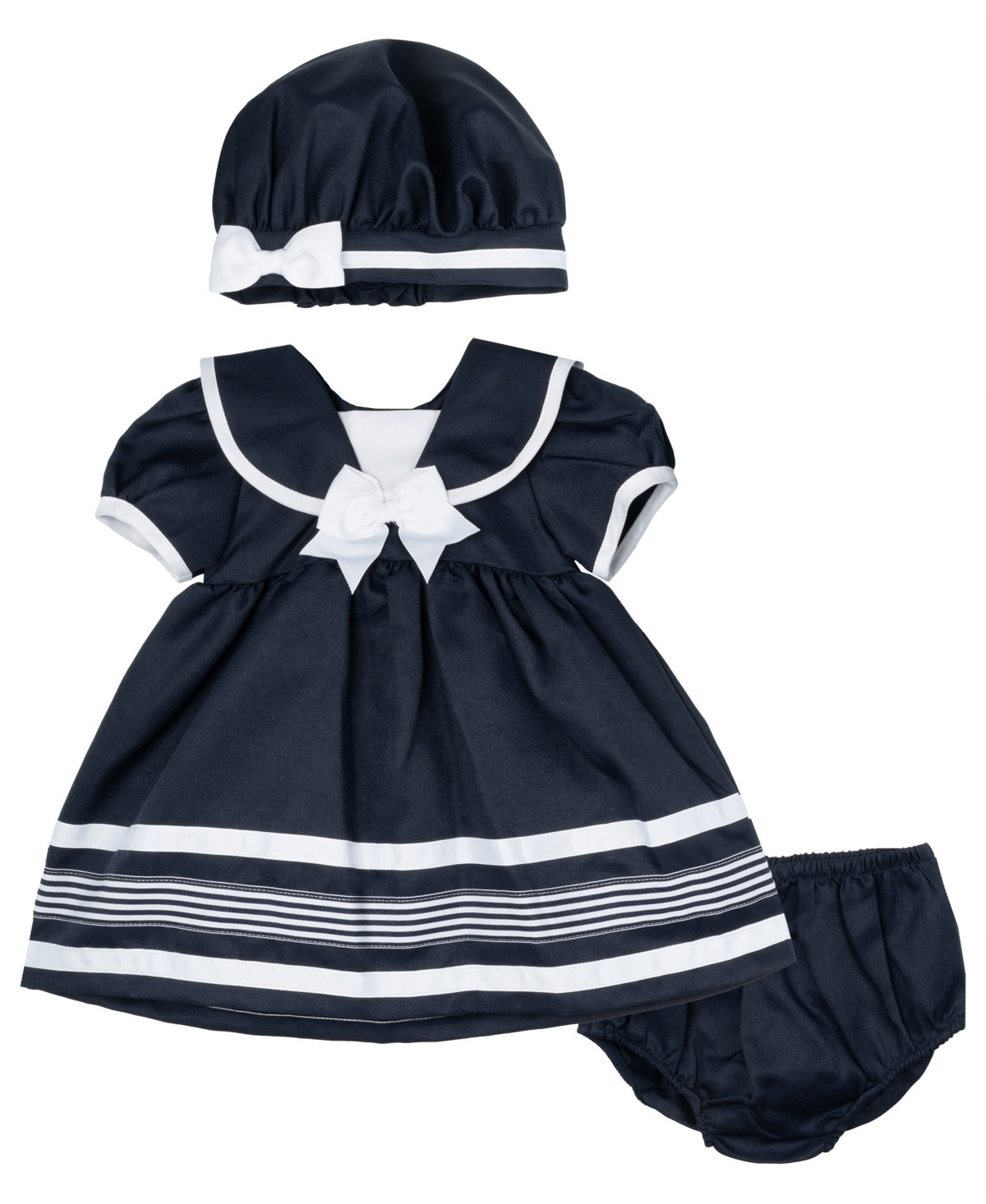Rare Editions Baby Girl Sailor Dress with Matching Hat, 3-Piece Set - Navy | Macy's