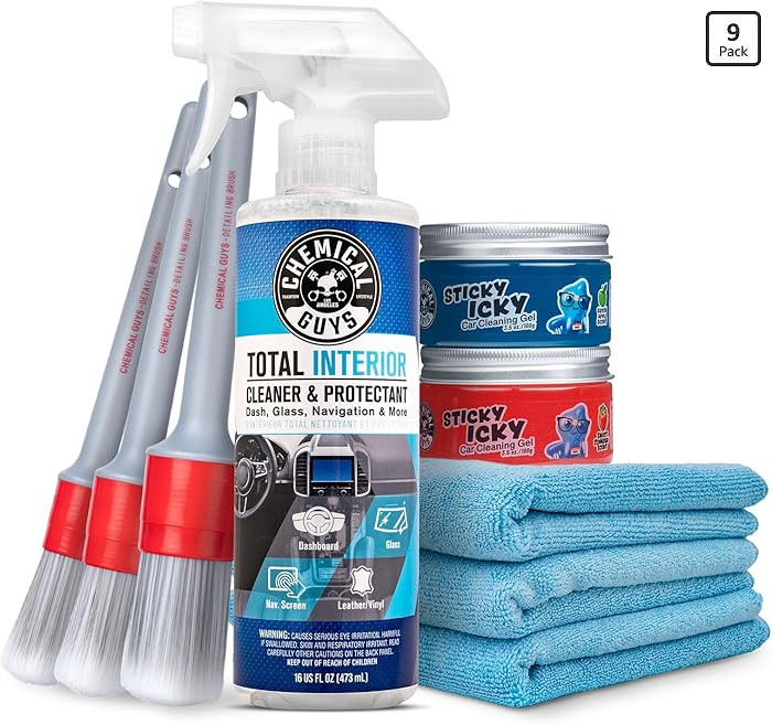 Chemical Guys Car Cleaning Kit Interior 9-Piece - Total Interior Cleaner, Sticky Icky Green Apple... | Amazon (US)