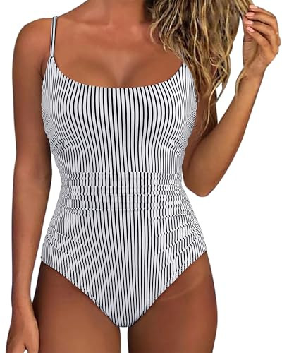 SUUKSESS Women Sexy One Piece Tummy Control Swimsuit Scoop Neck Slimming Swimwear 2025 Crisscross... | Amazon (US)