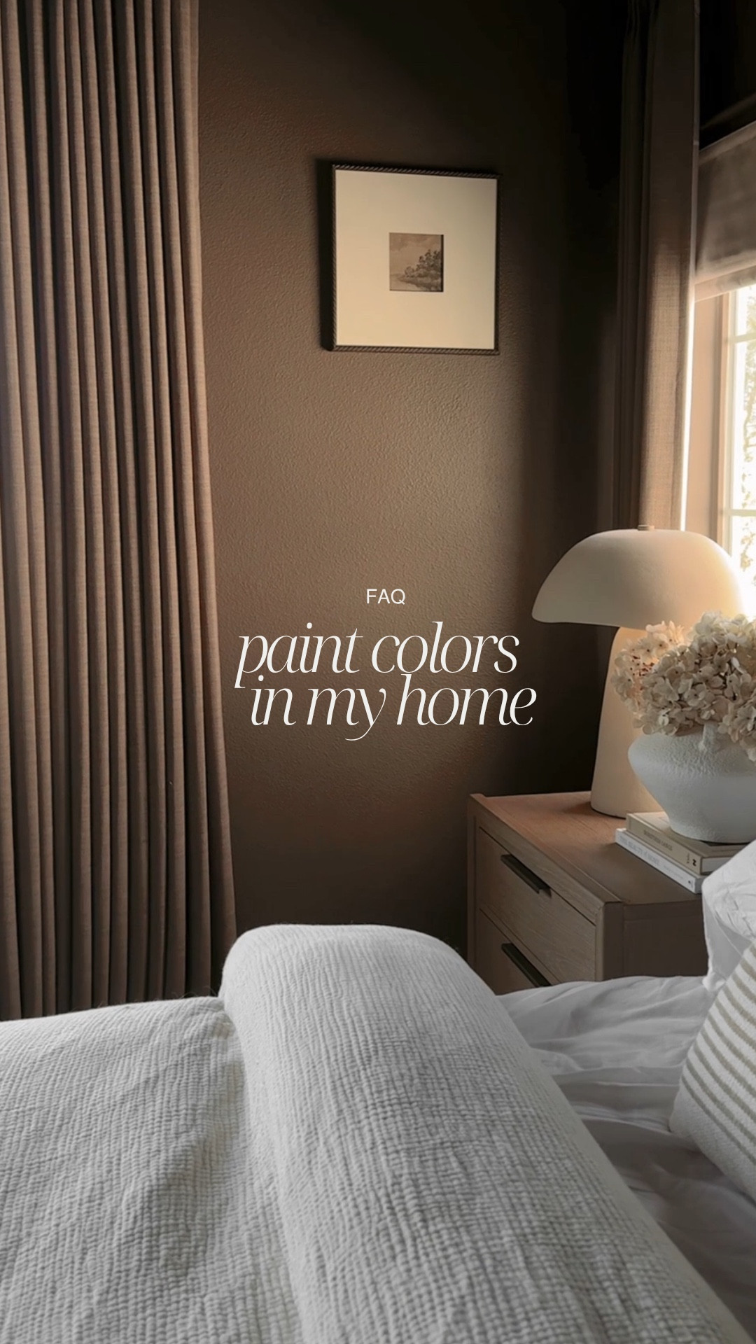 Save this color for your next project - it instantly made our room feel like a cozy, boutique hotel! 🤎

Color: NORTHWOOD BROWN 1000 🤎

Can't link the paint but it's available at Benjamin Moore & Ace Hardware!

Tip: remember to swatch paint colors, they will look different in every room, home, and lighting. 
.
.
.
#homedecorinspo #studiomcgee #targethome #targethomedecor #interiordesign #amazonhome #diyhomedecor #homedecor #mcgeeandco #modernorganic #easydiy #neutralhome #neutralhomedecor #targetstyle #mypotterybarn #transitionaldesign #neutralstyle #diytutorial #homerenovation #accentwall
#diyhomedecor