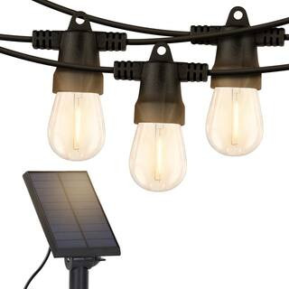 Brightech Ambience Pro 12-Light 27 ft. Outdoor Solar Powered 1W 2700K Warm White LED S14 Edison B... | The Home Depot