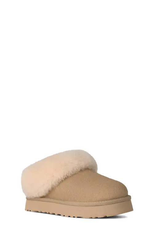 UGG(r) Kids' Tazzelle Genuine Shearling Collar Slipper in Mustard Seed at Nordstrom, Size 5 M | Nordstrom