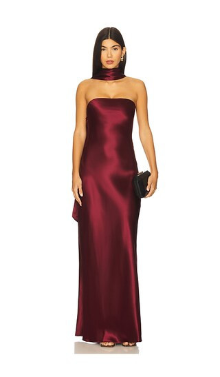 MISHA The Lilia Satin Dress in Wine. - size XS | Revolve Clothing (Global)