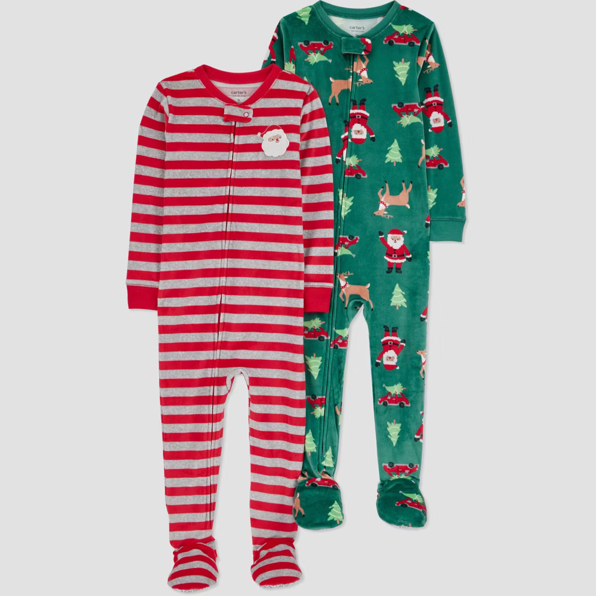 Carter's Just One You® Toddler Boys' 2pk Snug Fit Christmas Striped Santa Long Sleeve Footed Paj... | Target