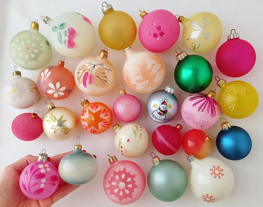 BALL Glass Vintage Christmas Tree Ornament, Retro Home Decor, Xmas Winter Holiday Gift Decoration... | Etsy (US)