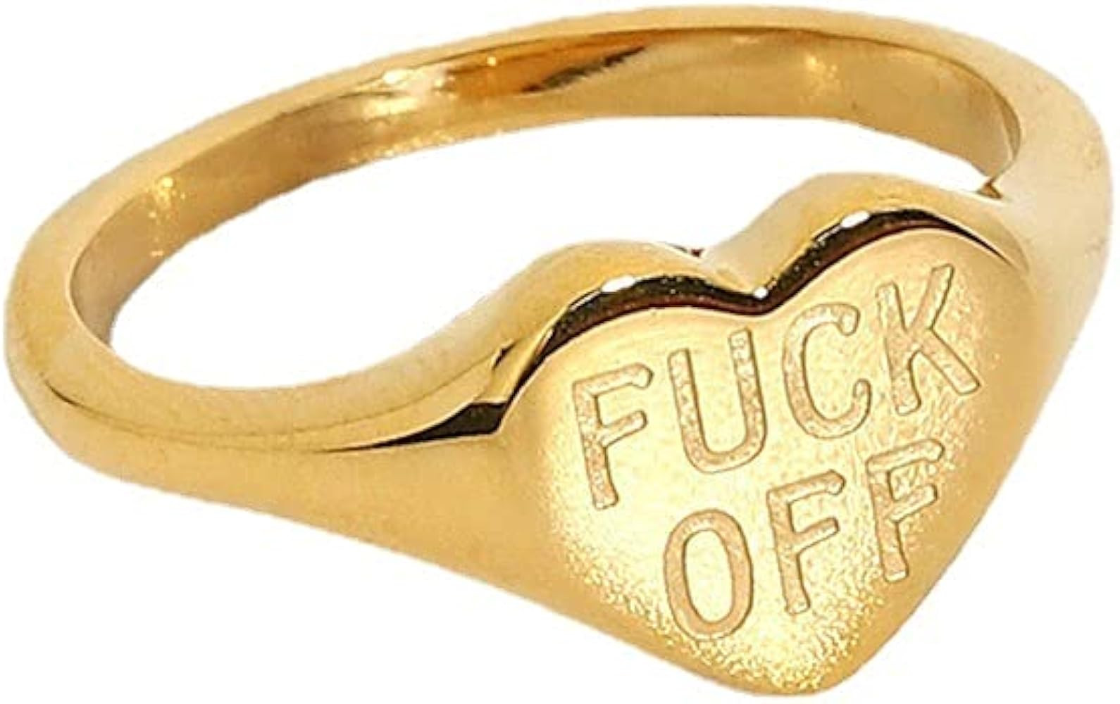 COLORFUL BLING Personalized FUCK OFF Heart Band Ring Inspirational Middle Finger Tail Ring Titani... | Amazon (US)