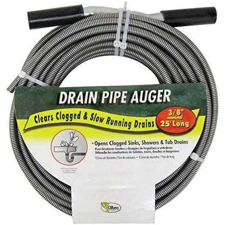 Cobra Drain Auger - Manual, Handle Included - 3/8" x 25' | Walmart (US)