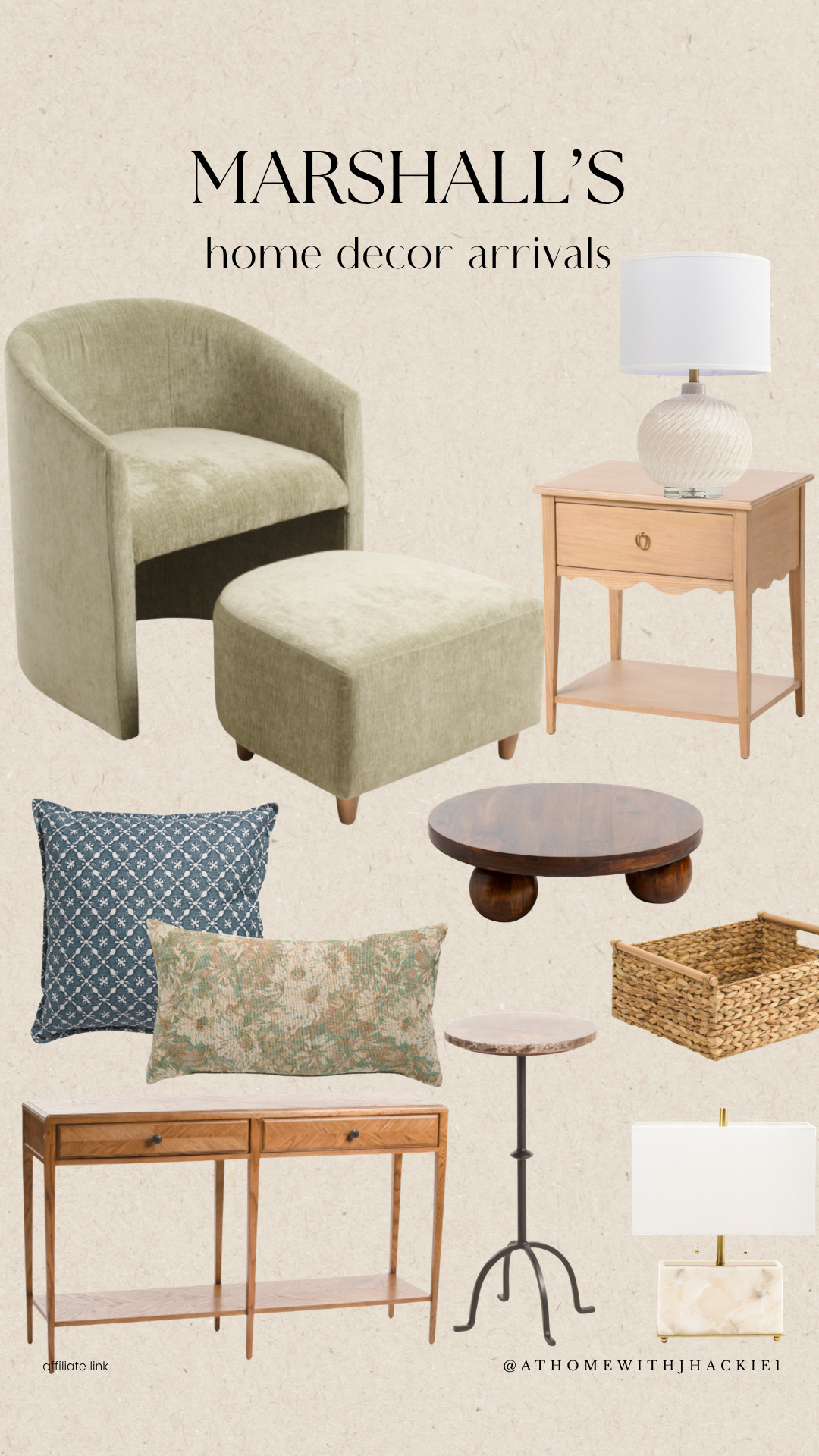 Marshall's Home Decor, Marshall's home decor, Marshalls home finds, affordable furniture, accent chair, olive green chair, ottoman, wood console table, marble accent table, woven storage basket, decorative throw pillows, table lamp, nightstand styling, modern traditional decor, organic modern style, neutral home decor, entryway furniture, living room inspiration, bedroom decor, fall home decor, home styling ideas, designer look for less, budget home decor, cozy home aesthetic

#LTKHome