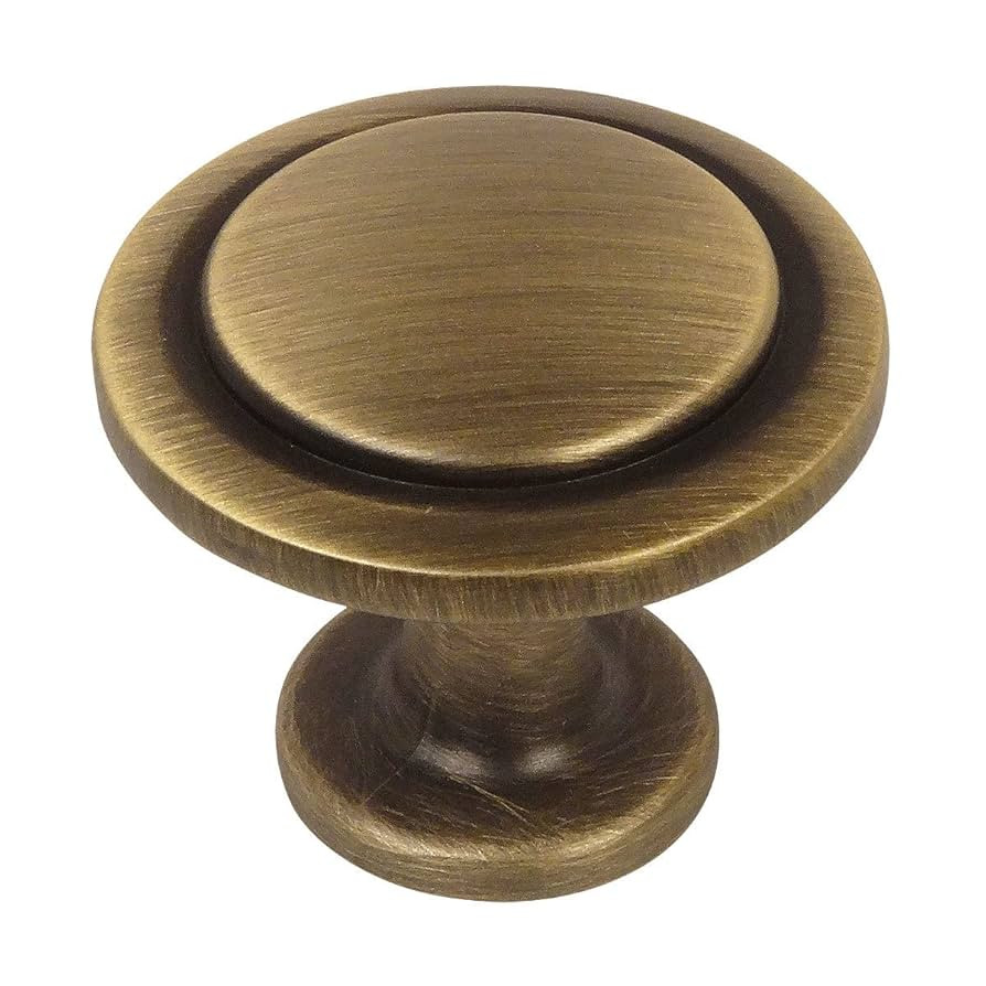 Cosmas 5 Pack 5560BAB Brushed Antique Brass Cabinet Hardware Round Knob - 1-1/4" Diameter | Amazon (US)