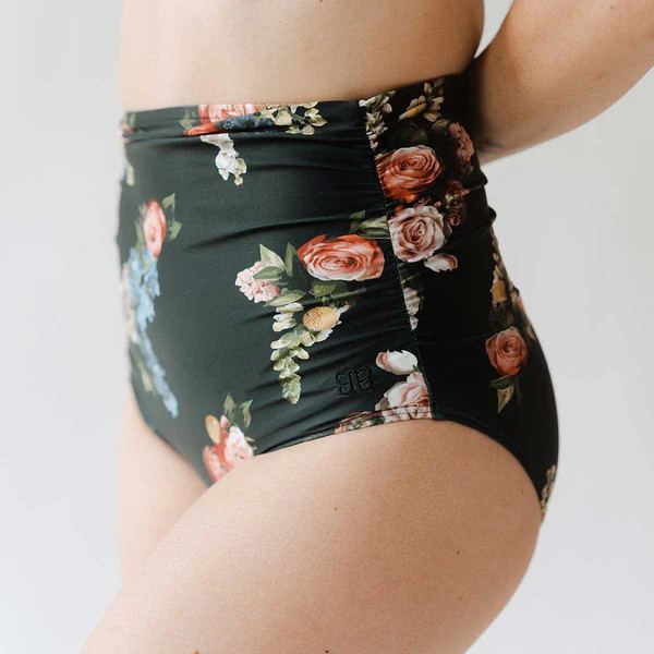 Rose Black Ruched High-Waisted Bottoms | Albion Fit