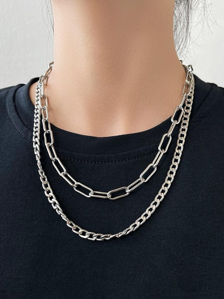 2pcs Minimalist Chain Necklace | SHEIN