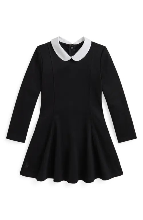 Polo Ralph Lauren Kids' Long Sleeve Ponte Roma Dress in Polo Black at Nordstrom, Size 4 | Nordstrom