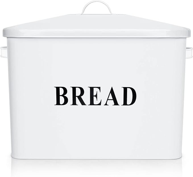 Bread Box, E-far Metal Bread Box with Lid for Kitchen Countertop, Large Bread Bin Holder Storage ... | Amazon (US)