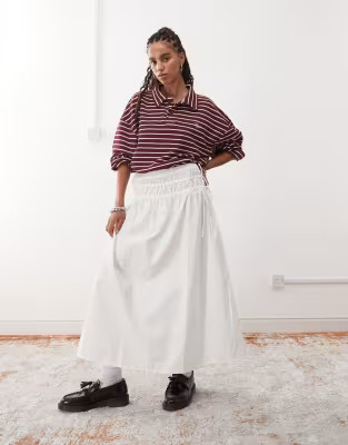 Reclaimed Vintage western midi skirt with tie sides in white poplin | ASOS | ASOS (Global)