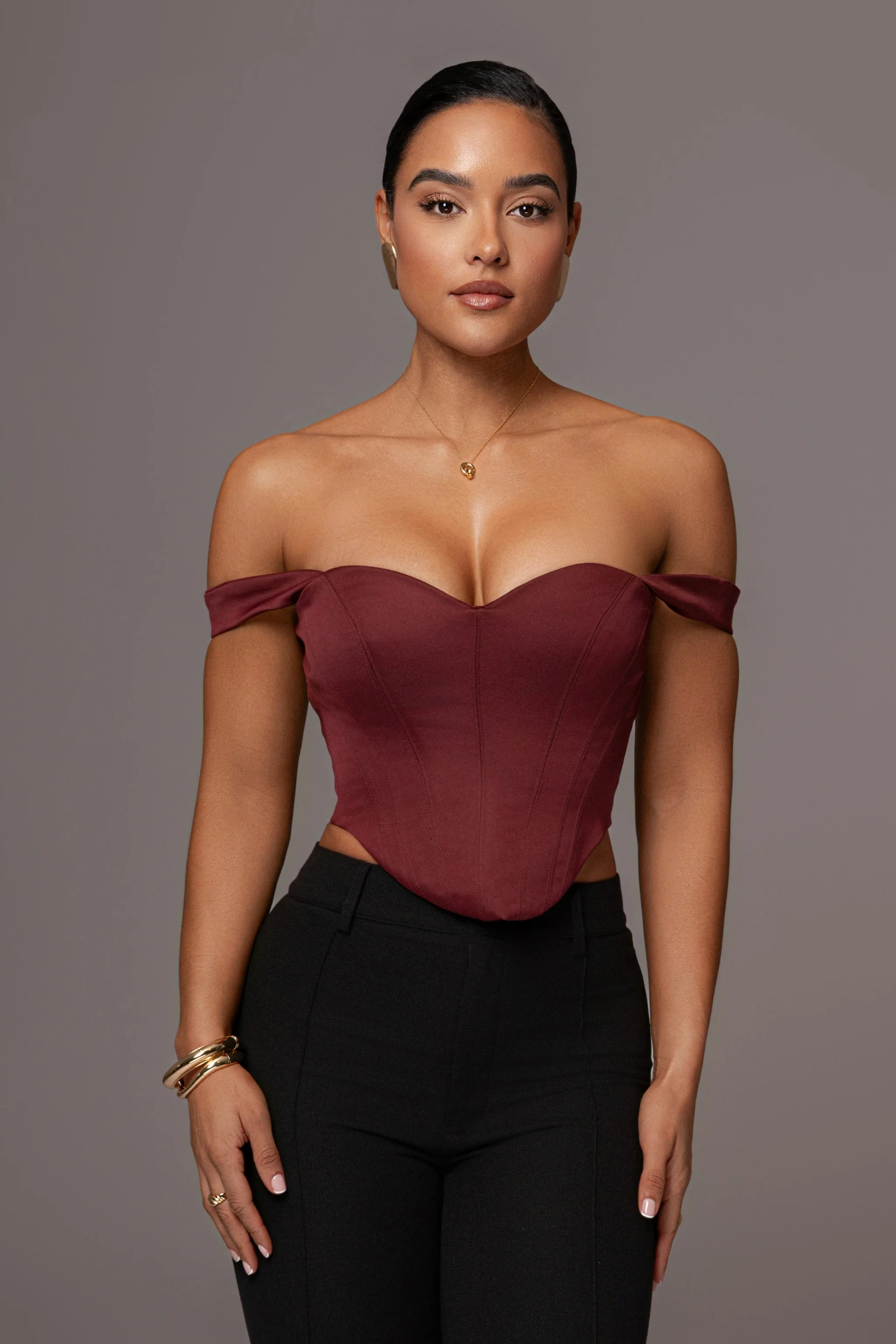 Burgundy Nickie Lace Back Top | JLUXLABEL