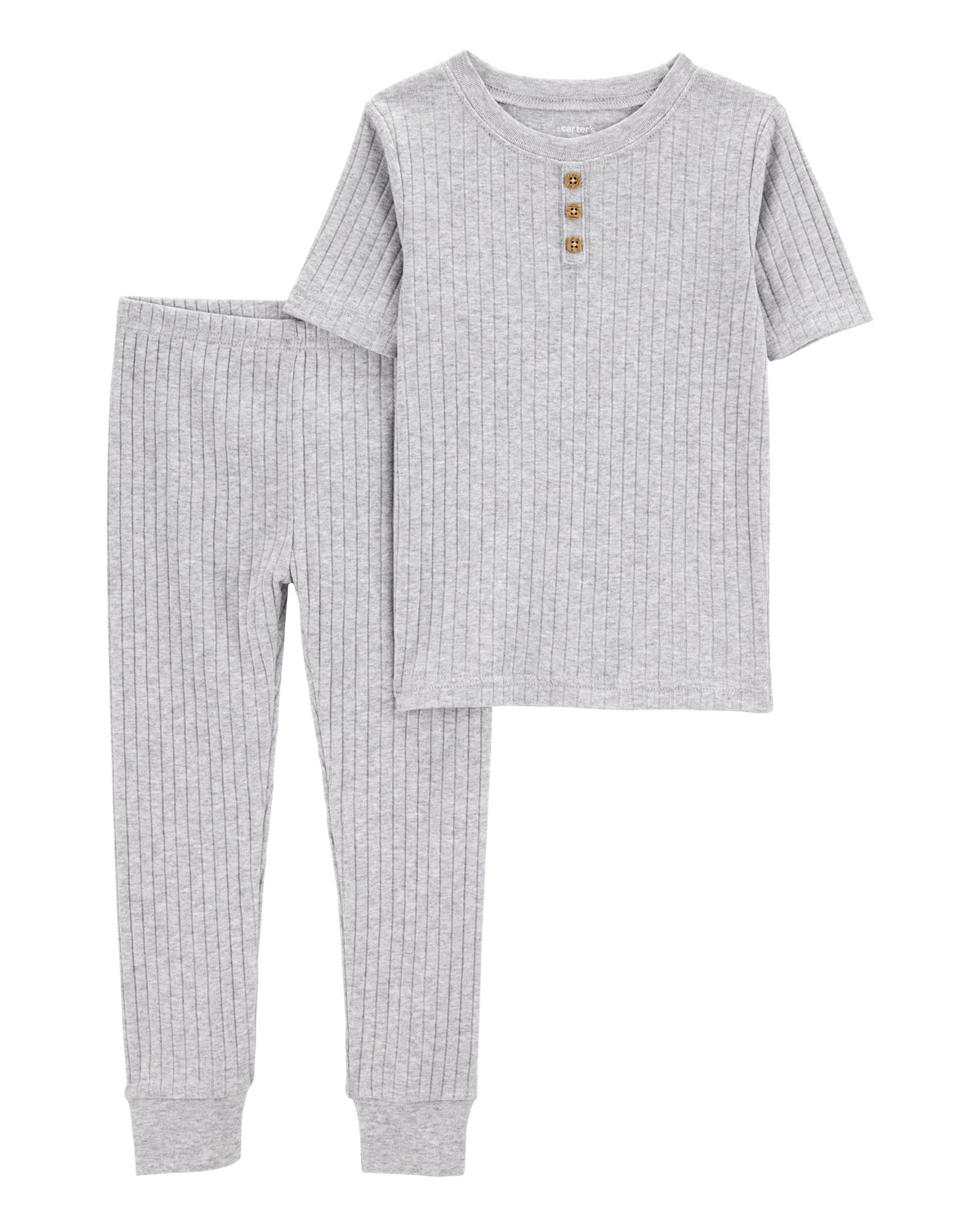 Baby Solid Ribbed Cotton Blend 2-Piece Pajamas - Grey | Carter's Inc