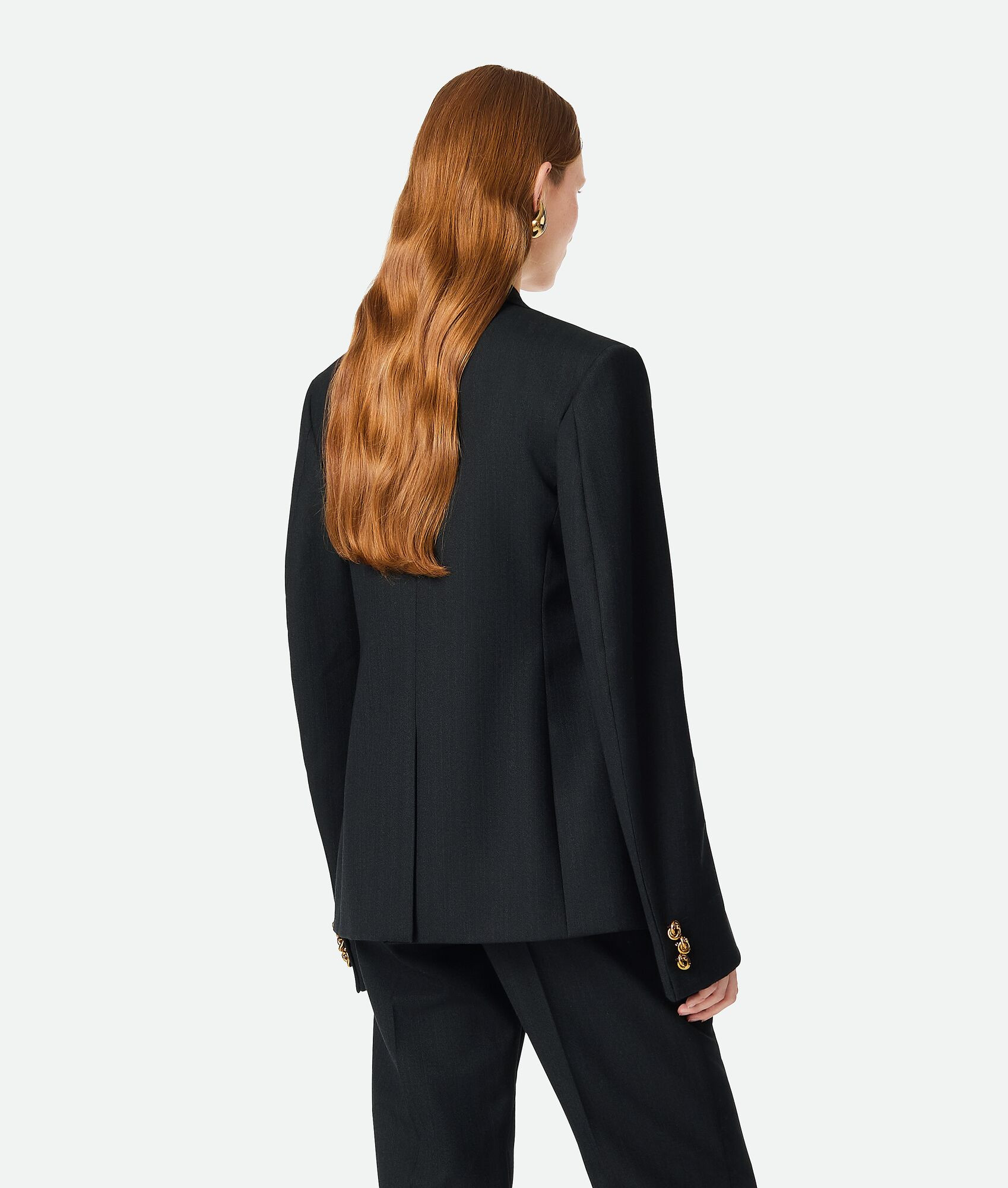 Women's Striped Wool Jacket in Black/dark blue | Bottega Veneta GB | Bottega Veneta